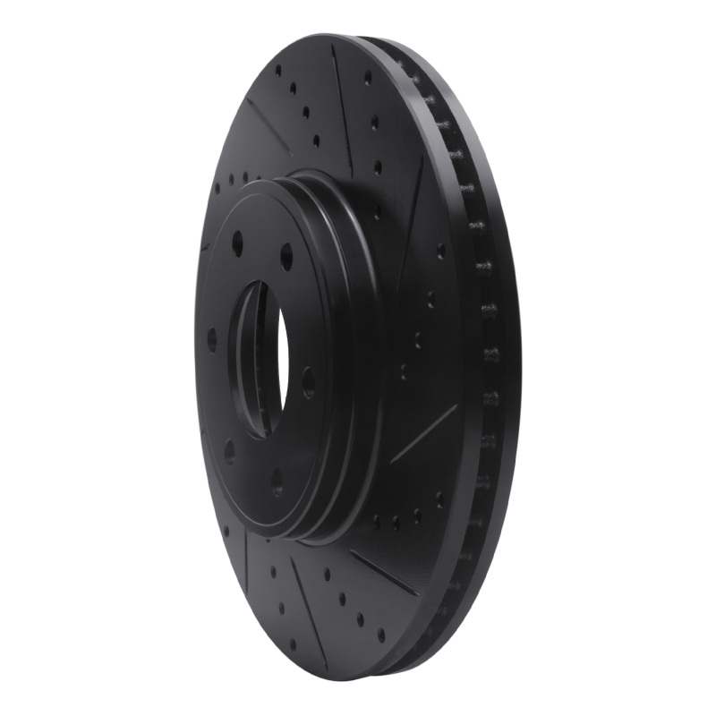 Chevrolet Trailblazer Brake Rotor (1) - Front Right - R1 Concepts - Drilled & Slotted - Black - `06-`09